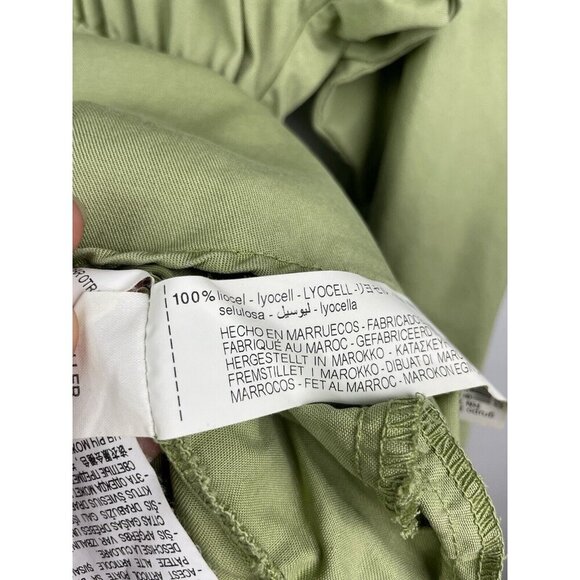 Zara Green 100% Lyocell Long Balloon Sleeve Cinched Waist Mini Dress Size XS - Picture 7 of 11